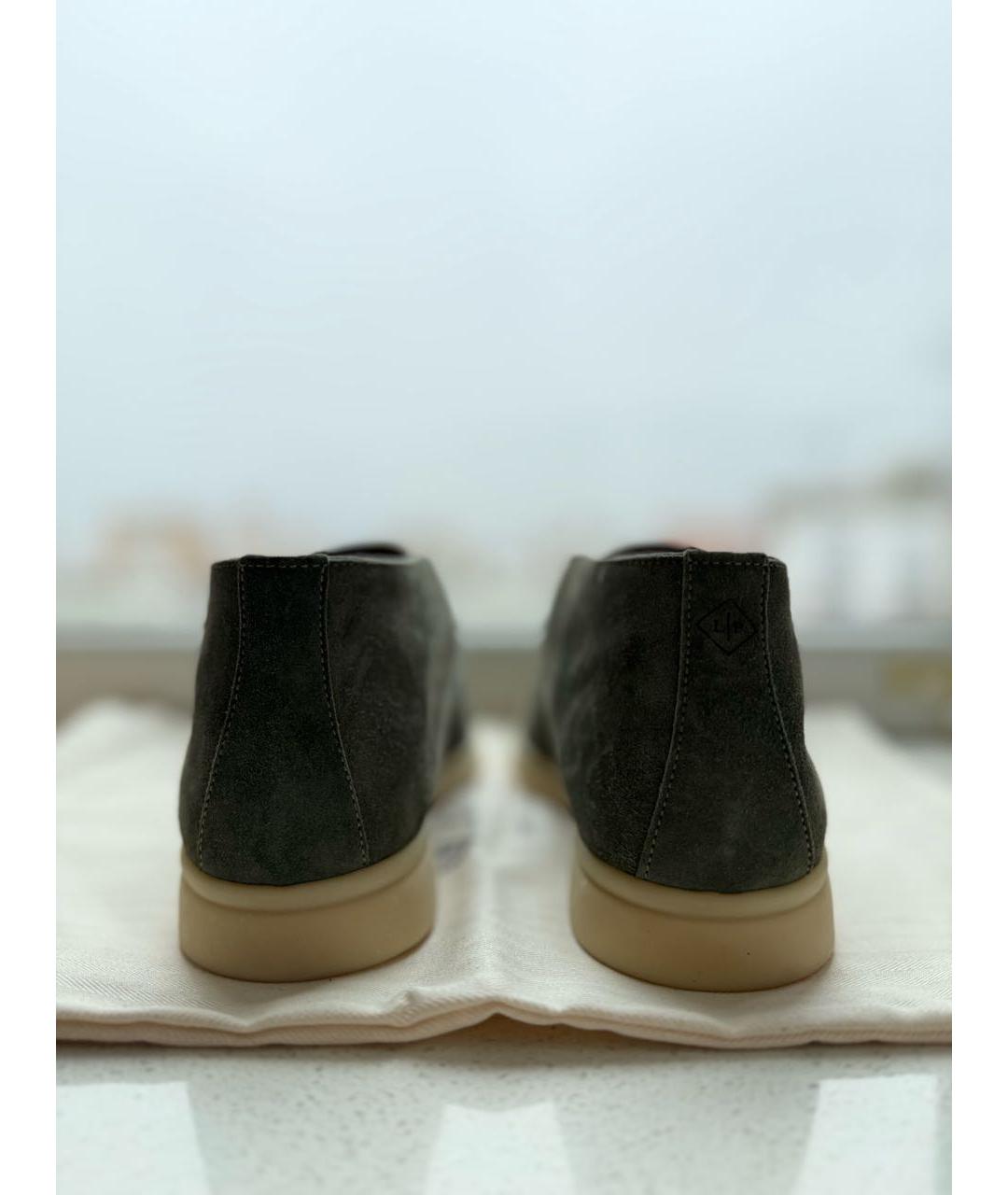 LORO PIANA Зеленые замшевые лоферы, фото 4