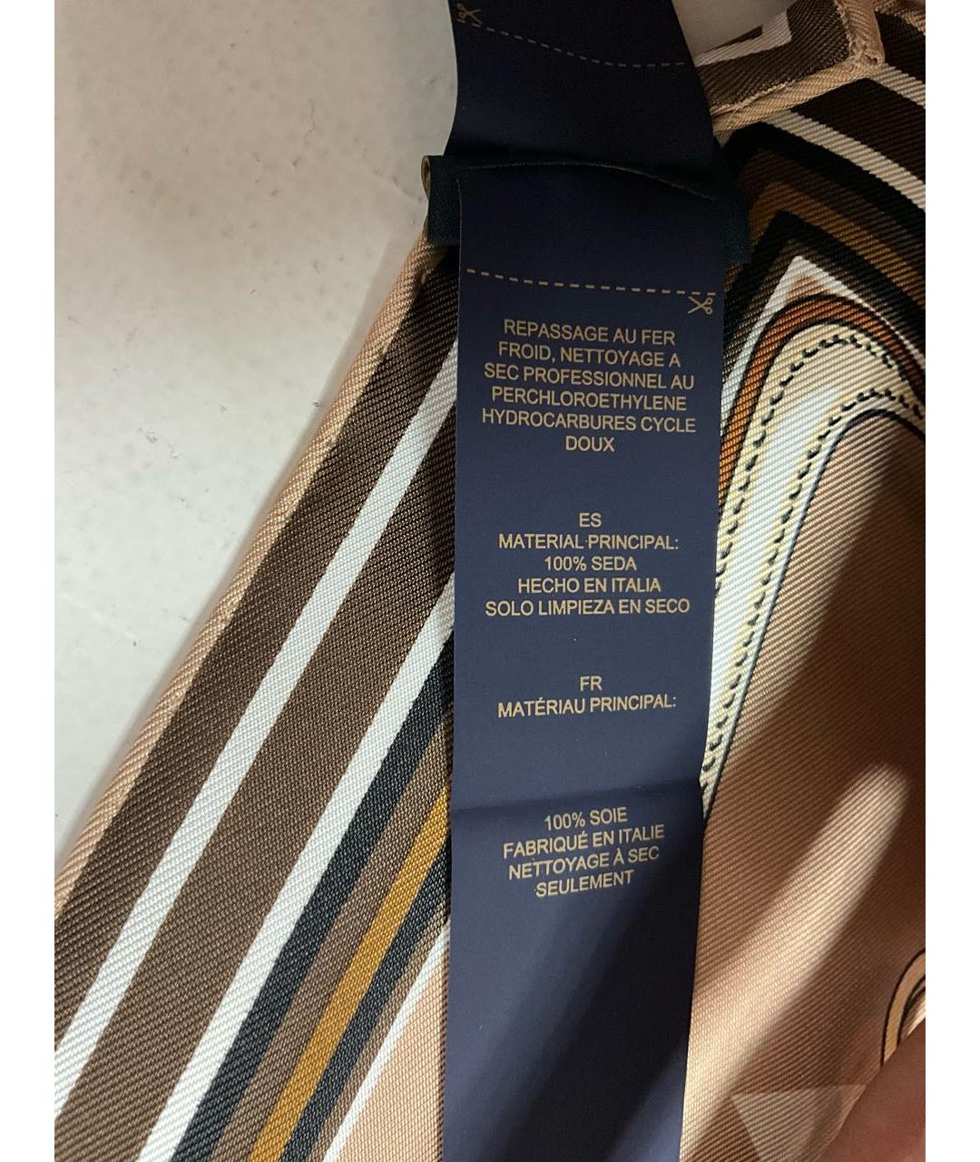 LOUIS VUITTON Бежевый шелковый платок, фото 8