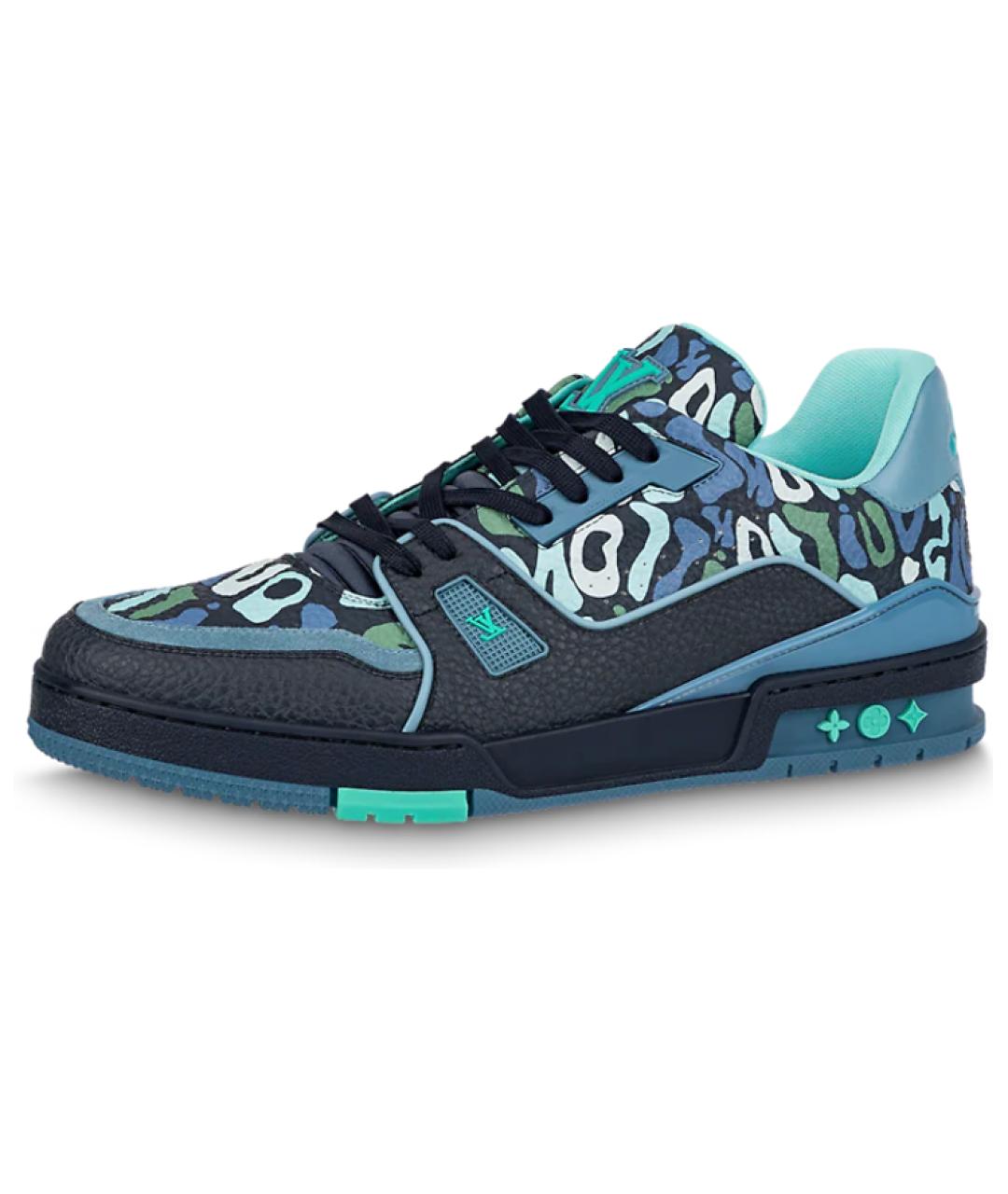 LOUIS VUITTON Синие кожаные низкие кроссовки / кеды, фото 2