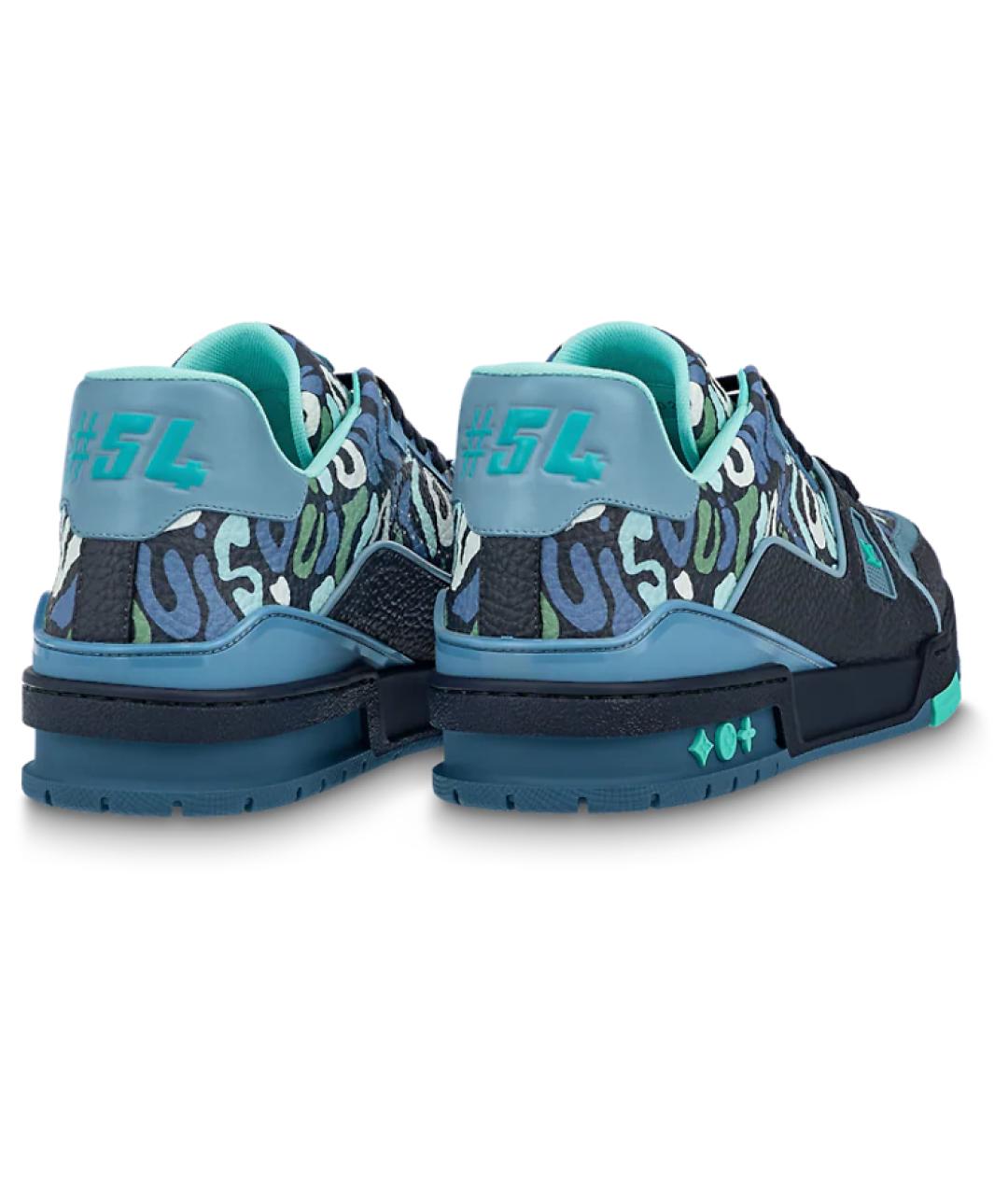 LOUIS VUITTON Синие кожаные низкие кроссовки / кеды, фото 3