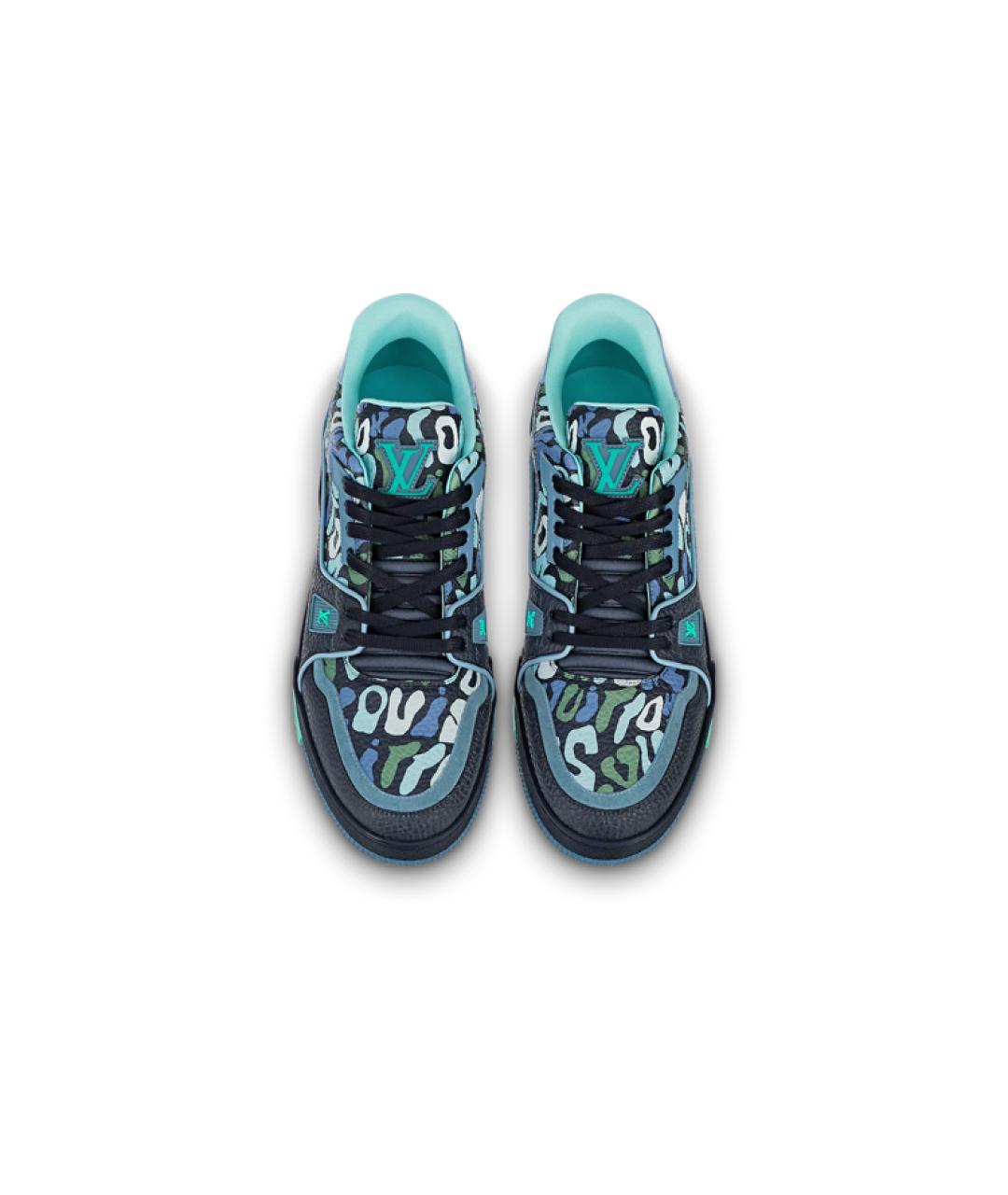 LOUIS VUITTON Синие кожаные низкие кроссовки / кеды, фото 4