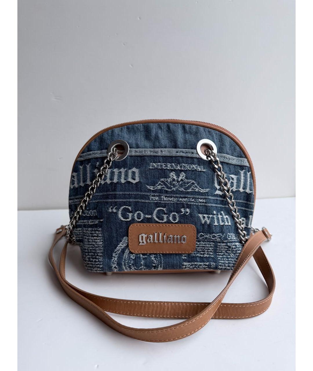 JOHN GALLIANO Синяя деним сумка с короткими ручками, фото 9