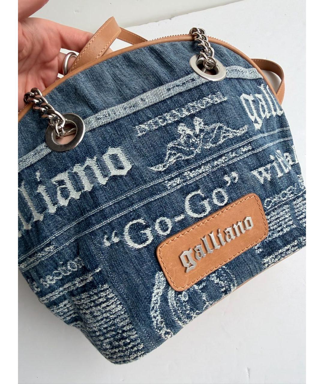 JOHN GALLIANO Синяя деним сумка с короткими ручками, фото 8