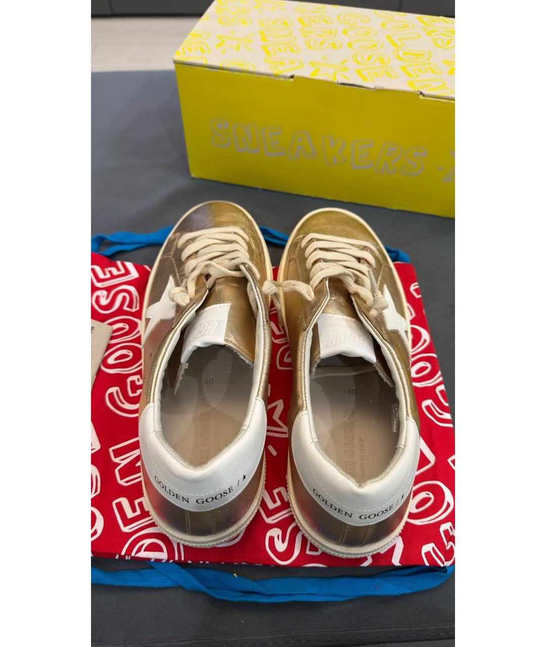 GOLDEN GOOSE DELUXE BRAND Золотые кожаные кеды, фото 3