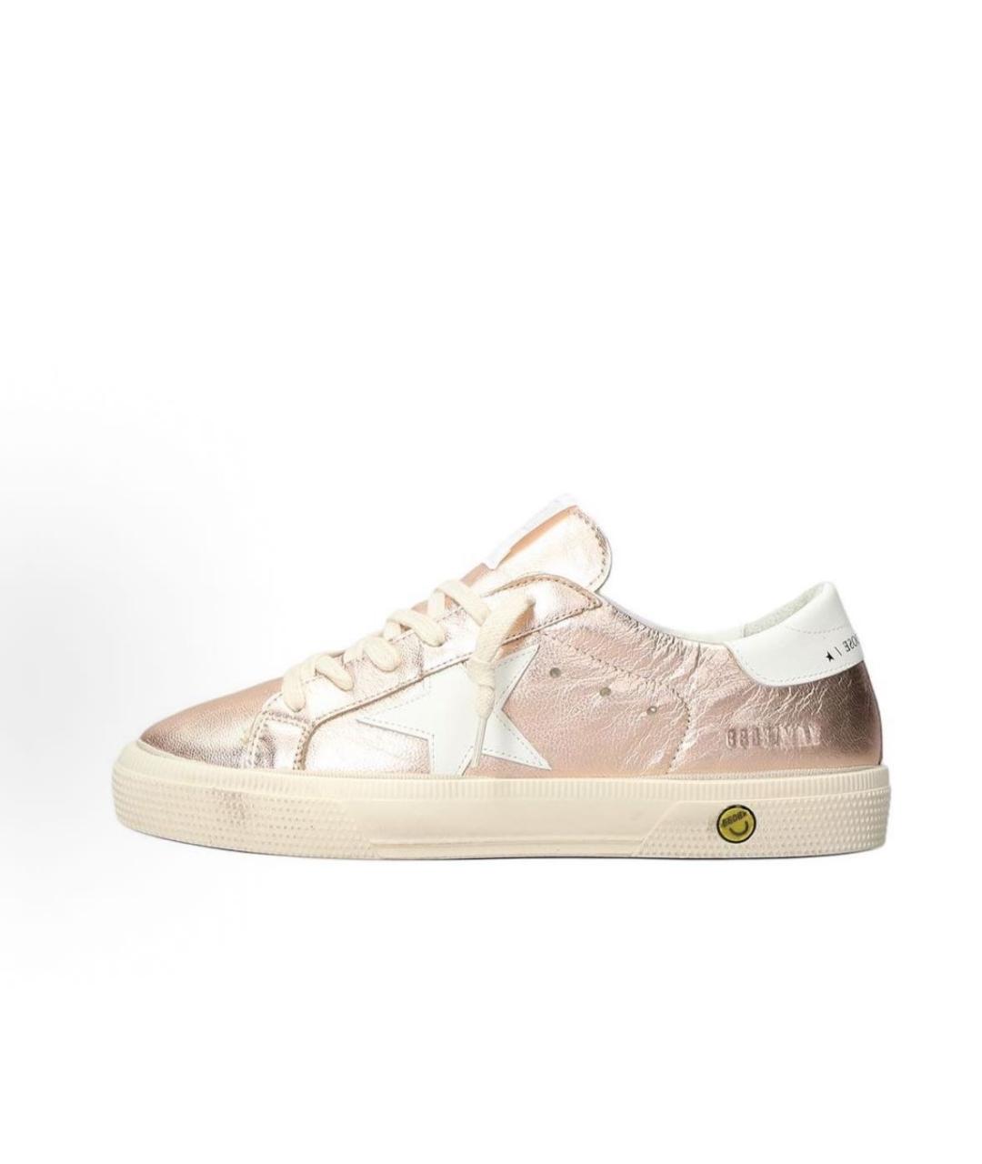 GOLDEN GOOSE DELUXE BRAND Золотые кожаные кеды, фото 5