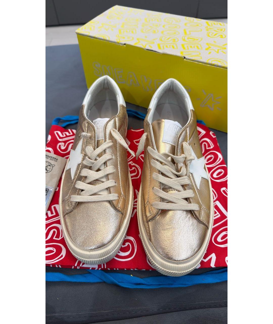 GOLDEN GOOSE DELUXE BRAND Золотые кожаные кеды, фото 2