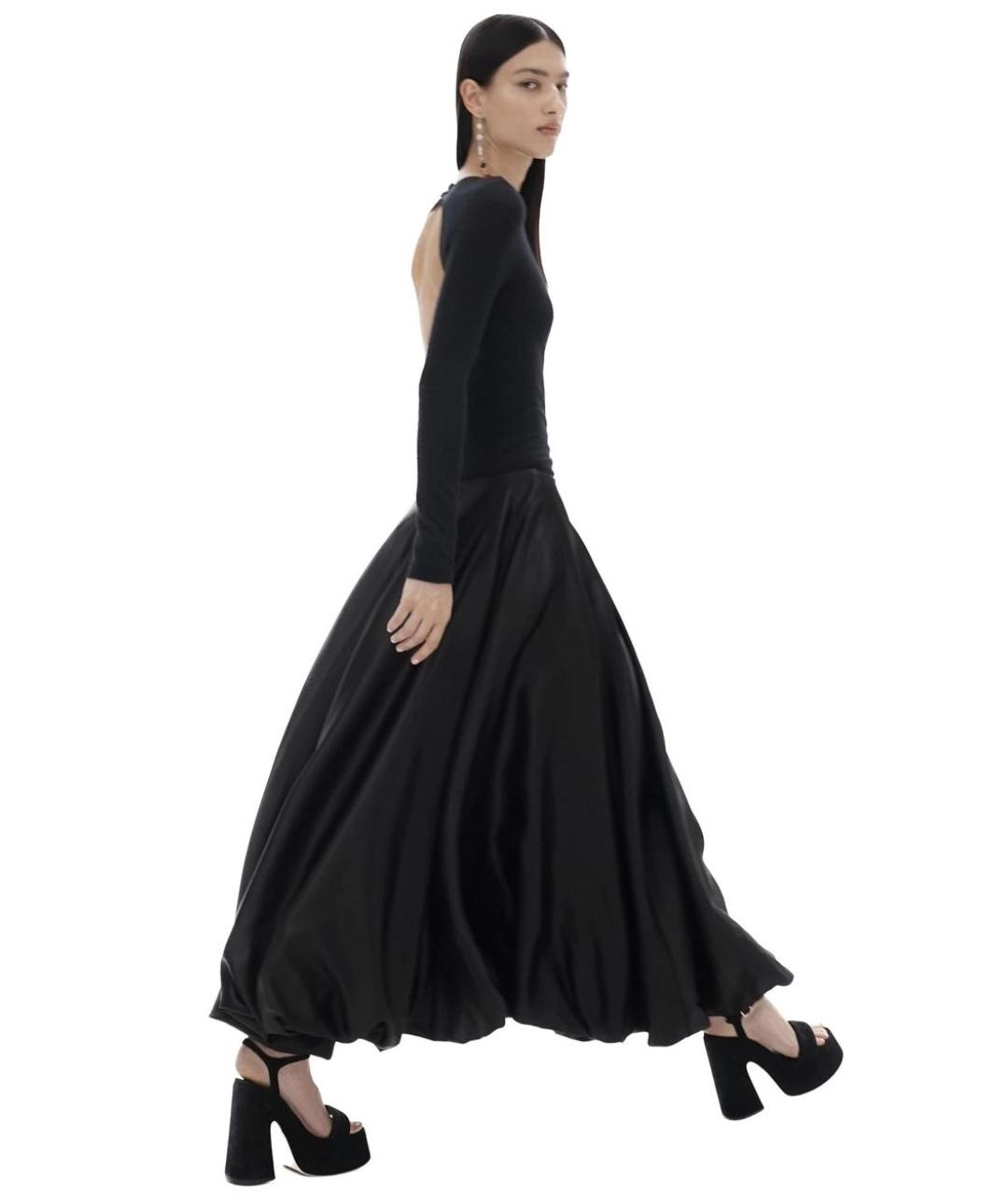 PERVERT Черная шелковая юбка миди, фото 2