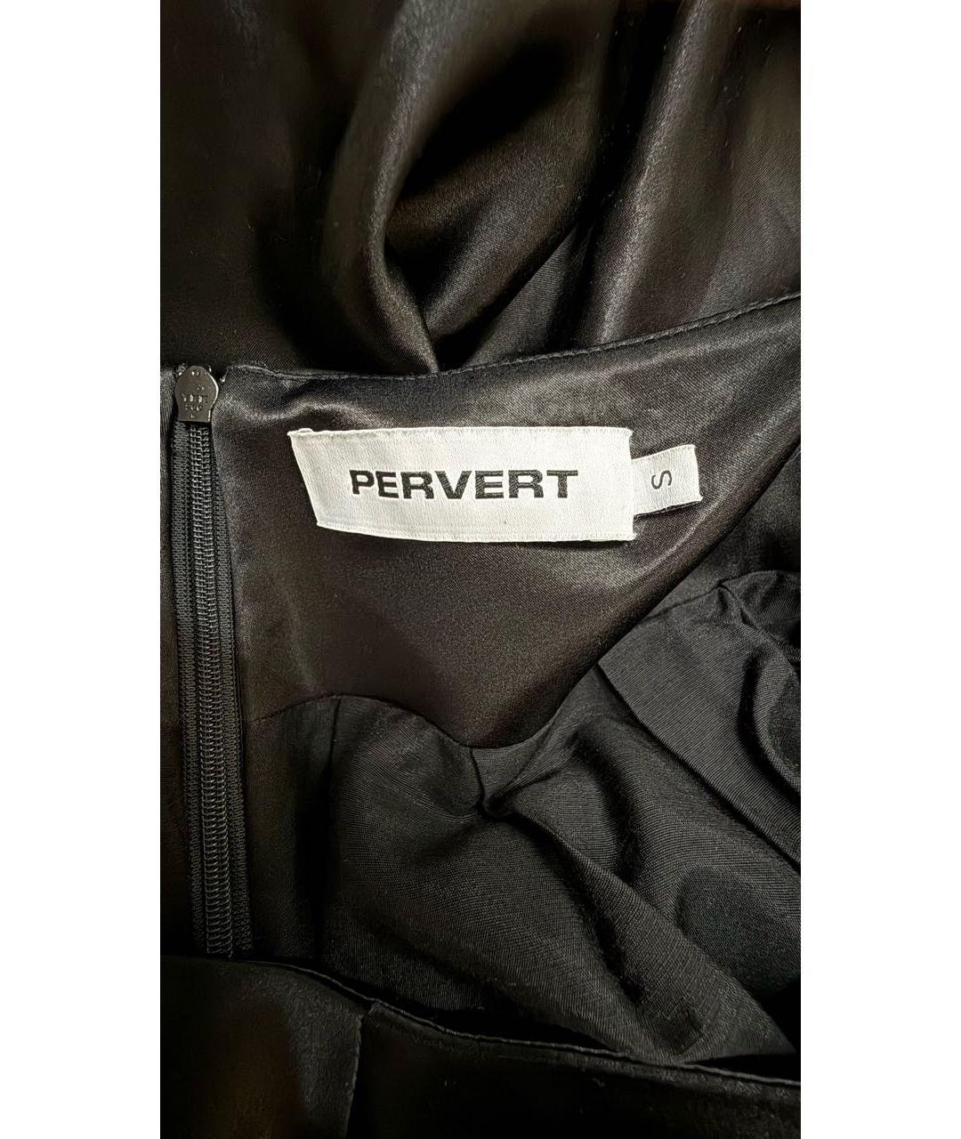 PERVERT Черная шелковая юбка миди, фото 6