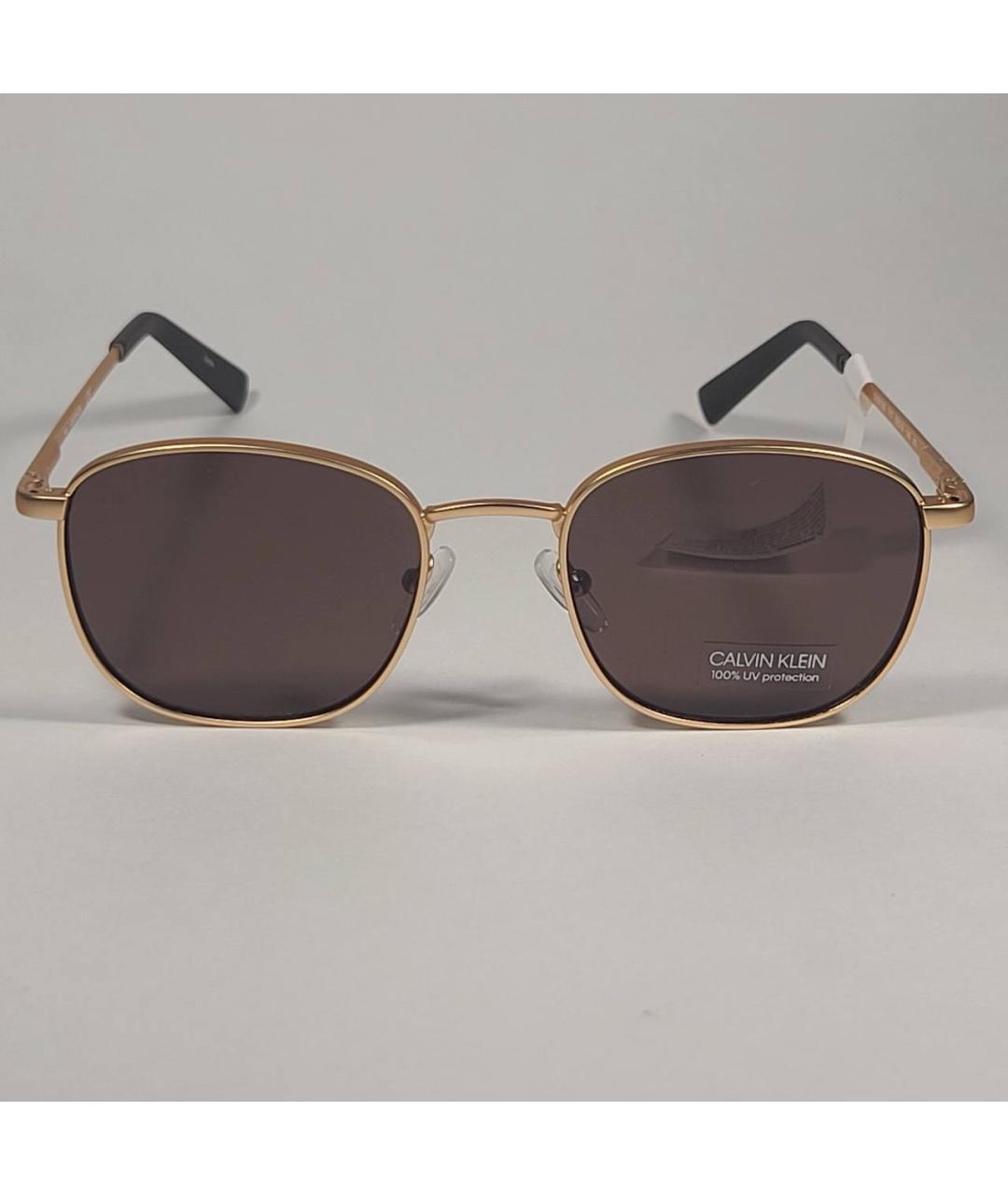 CALVIN KLEIN Коричневые металлические солнцезащитные очки, фото 5