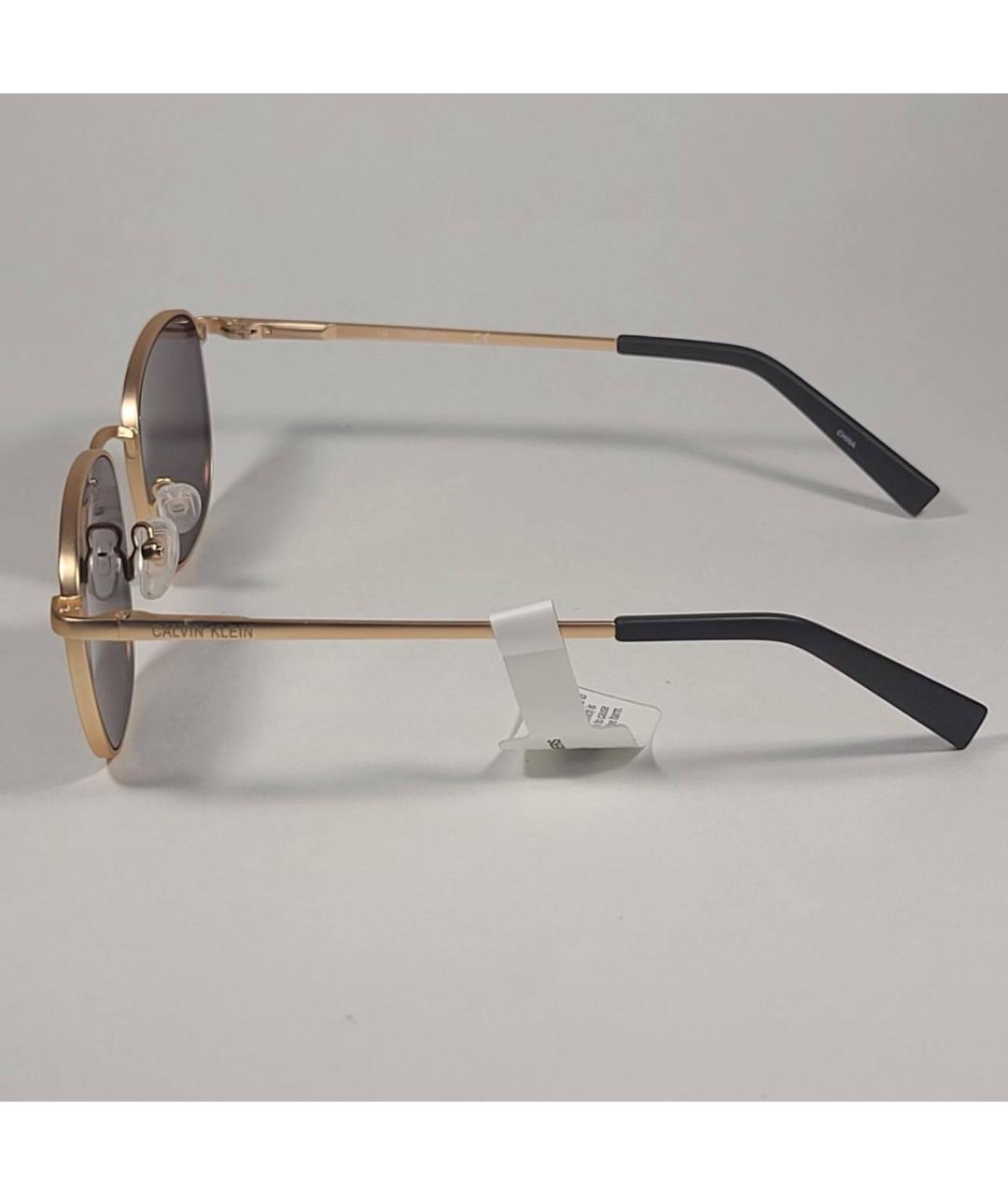 CALVIN KLEIN Коричневые металлические солнцезащитные очки, фото 3