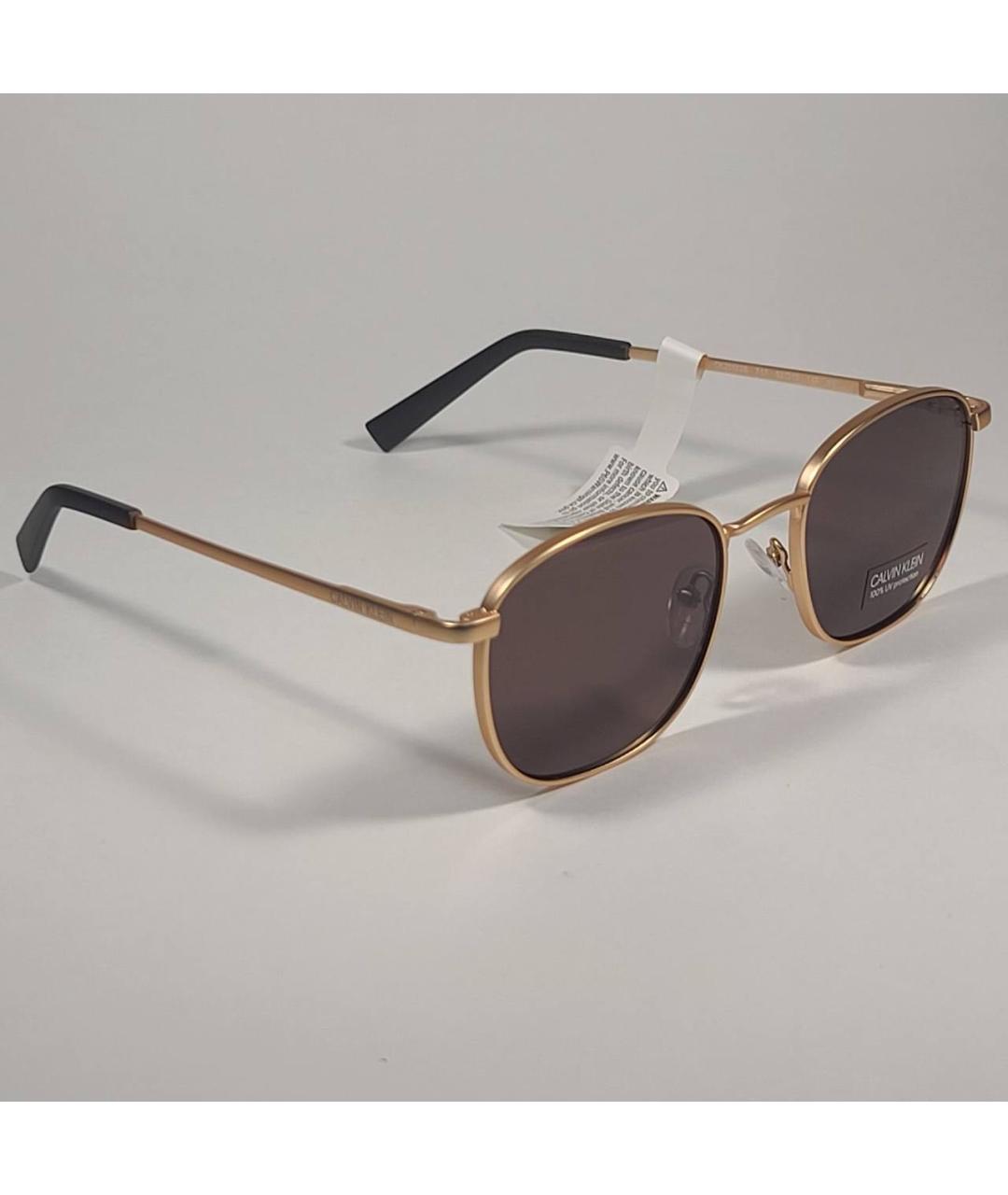 CALVIN KLEIN Коричневые металлические солнцезащитные очки, фото 2