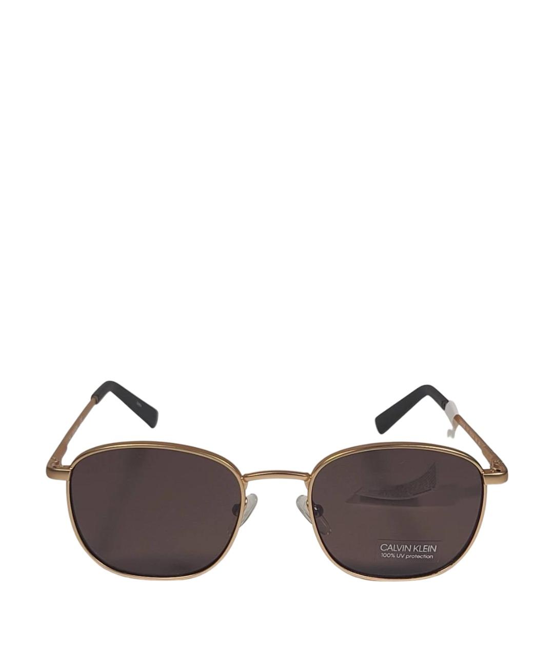 CALVIN KLEIN Коричневые металлические солнцезащитные очки, фото 1