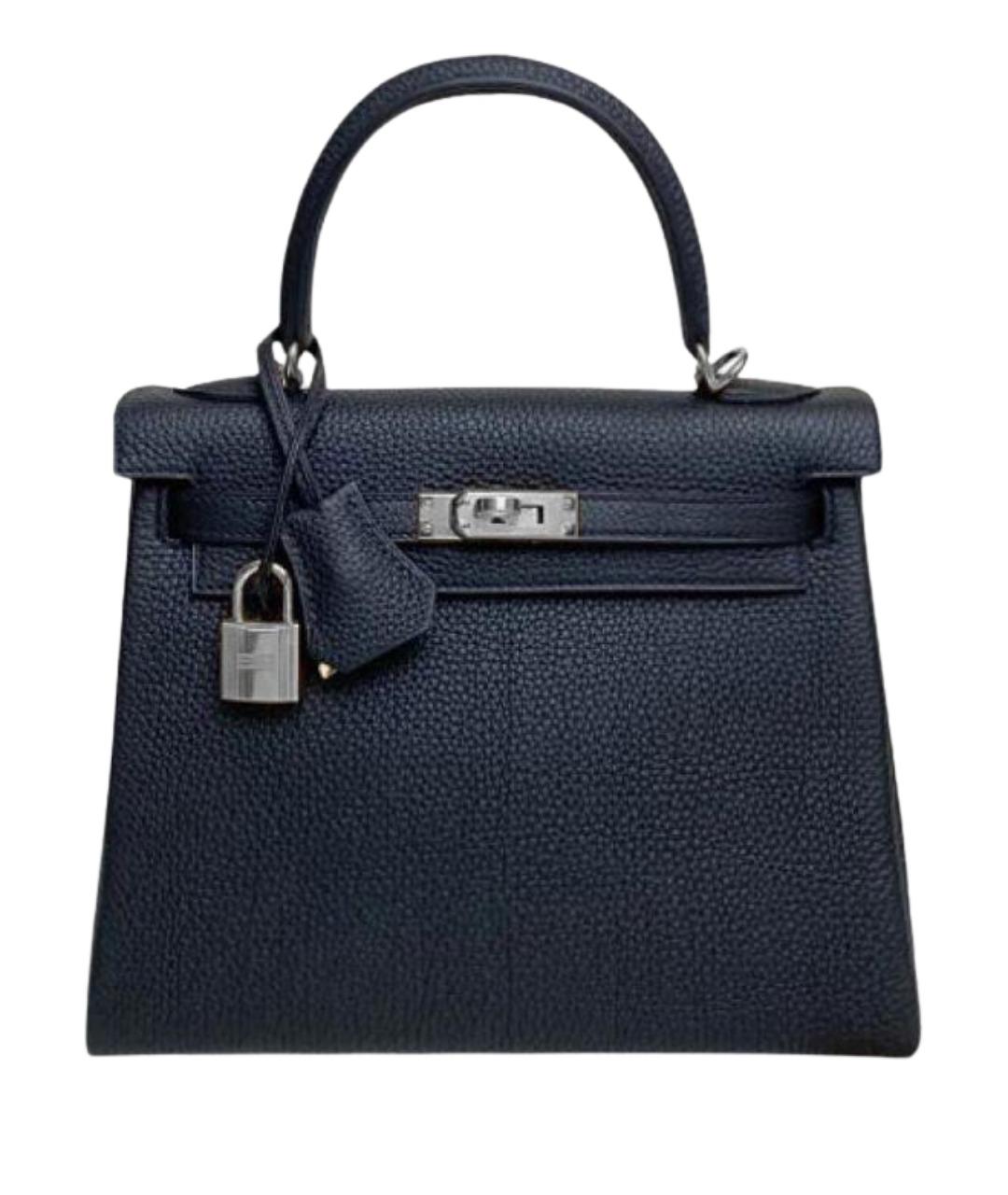 HERMES Черная кожаная сумка с короткими ручками, фото 1