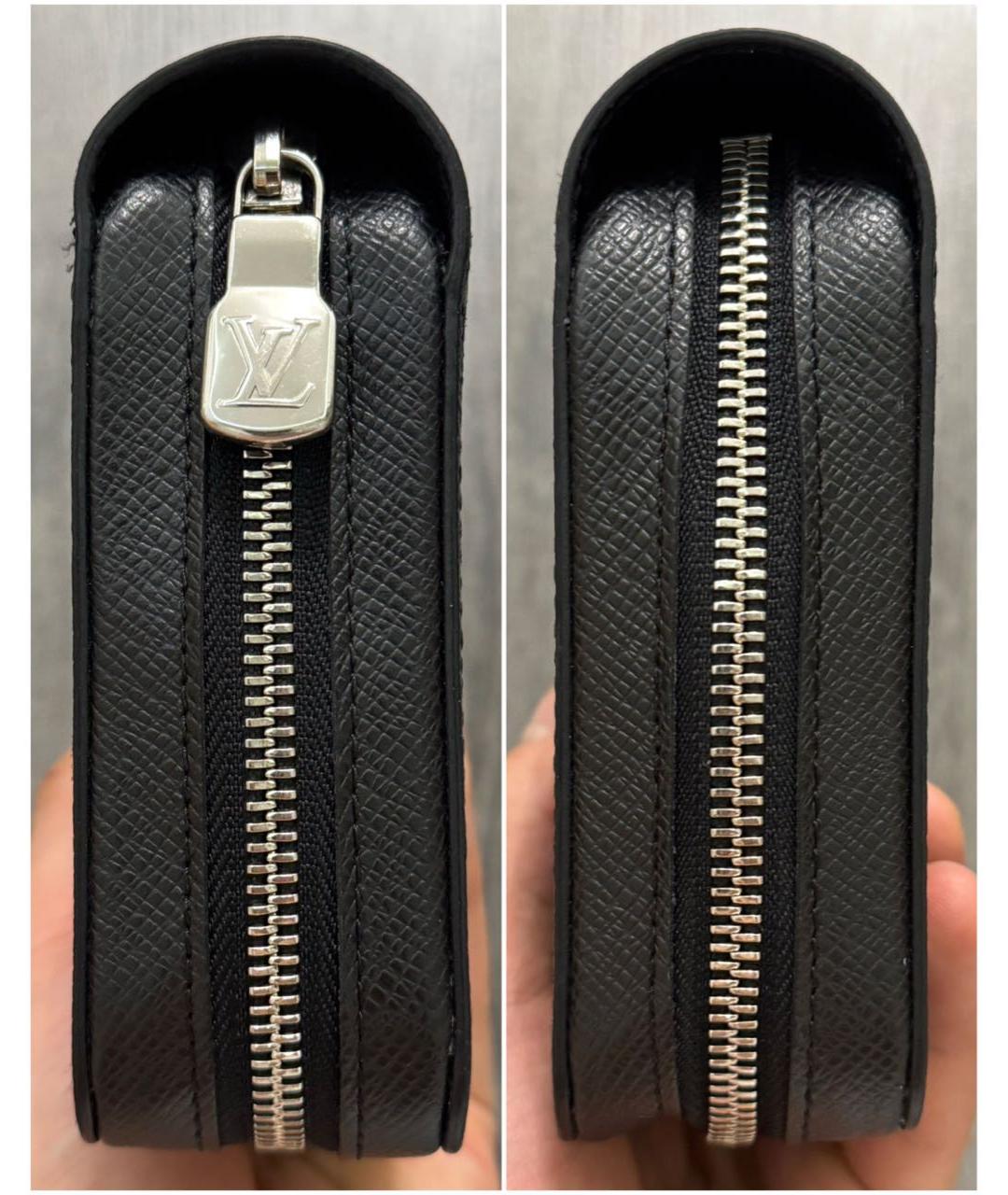 LOUIS VUITTON Черный кожаный кошелек, фото 3