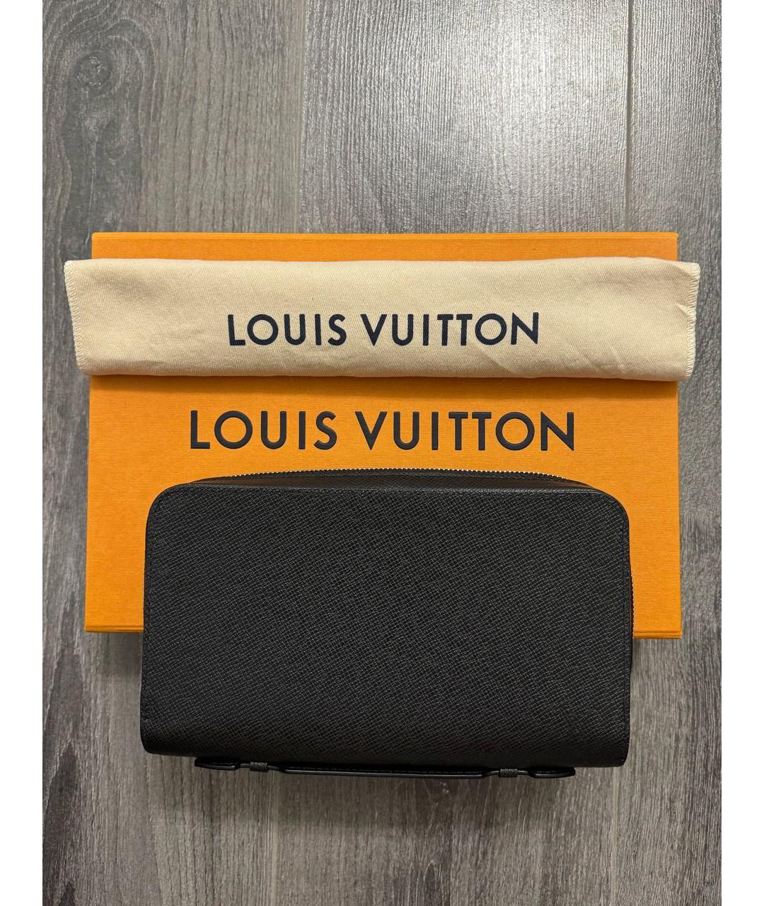 LOUIS VUITTON Черный кожаный кошелек, фото 9