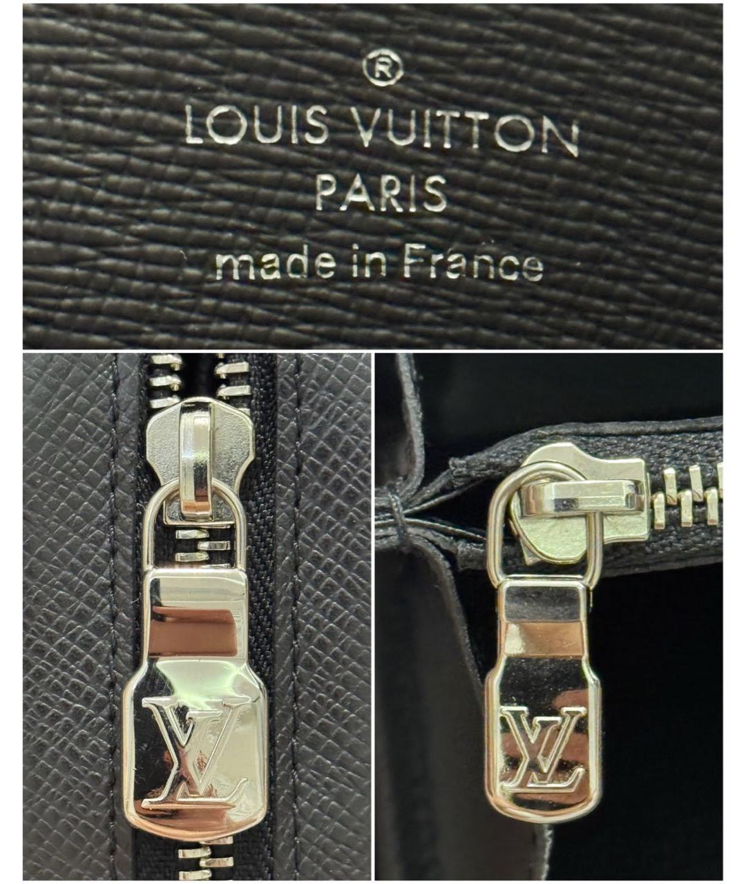 LOUIS VUITTON Черный кожаный кошелек, фото 6