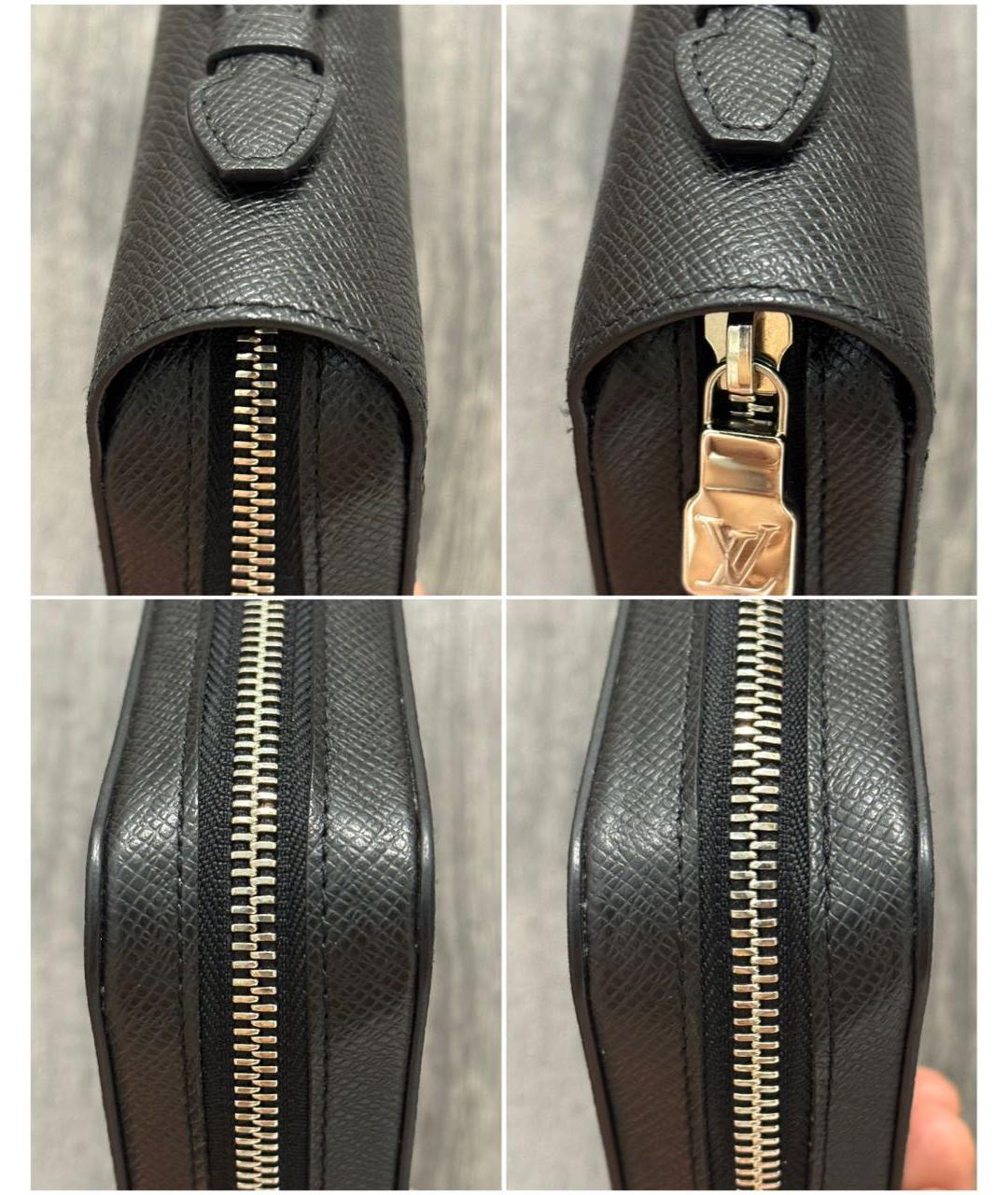 LOUIS VUITTON Черный кожаный кошелек, фото 5