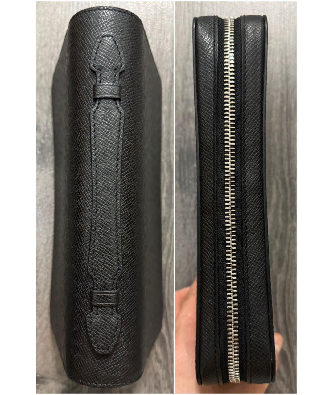 LOUIS VUITTON Черный кожаный кошелек, фото 4