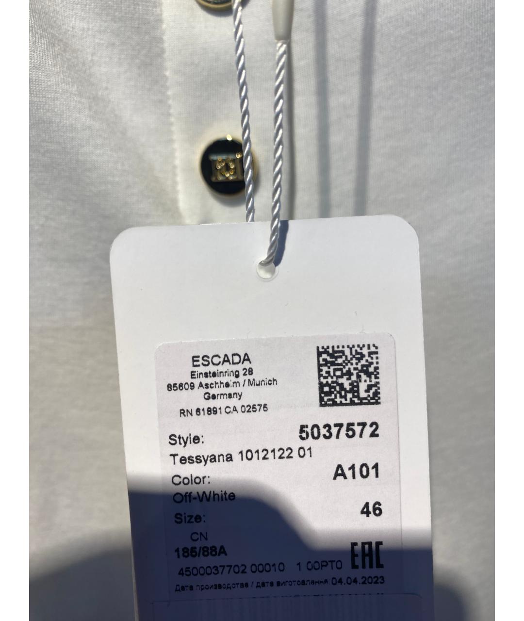 ESCADA Белые вискозные прямые брюки, фото 2