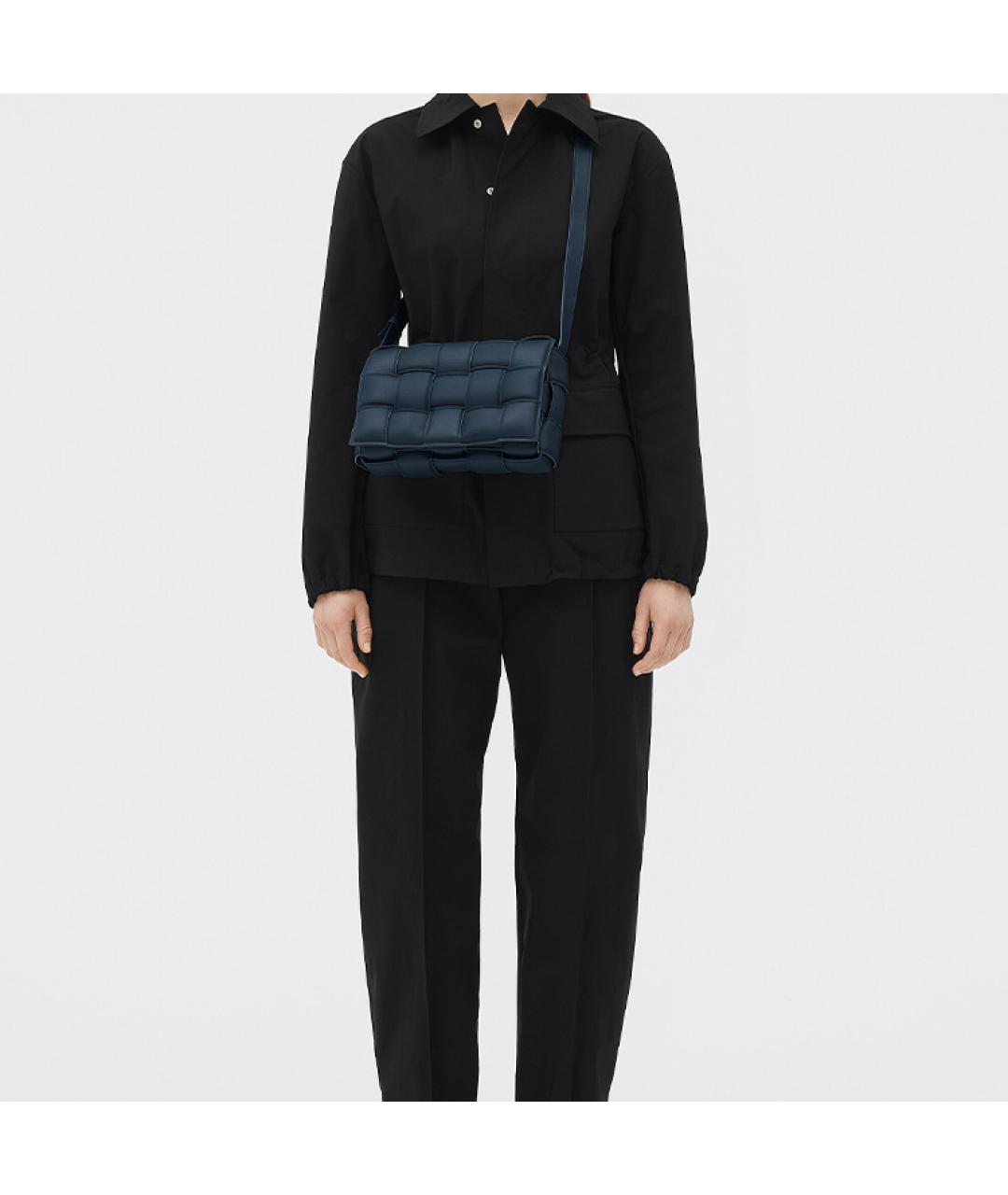 BOTTEGA VENETA Темно-синяя кожаная сумка через плечо, фото 5