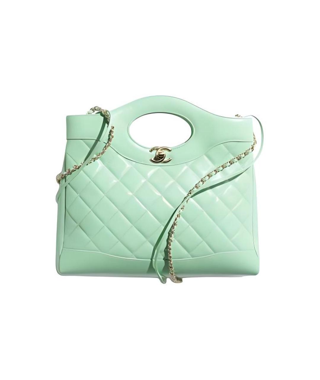 CHANEL Салатовая кожаная сумка через плечо, фото 3