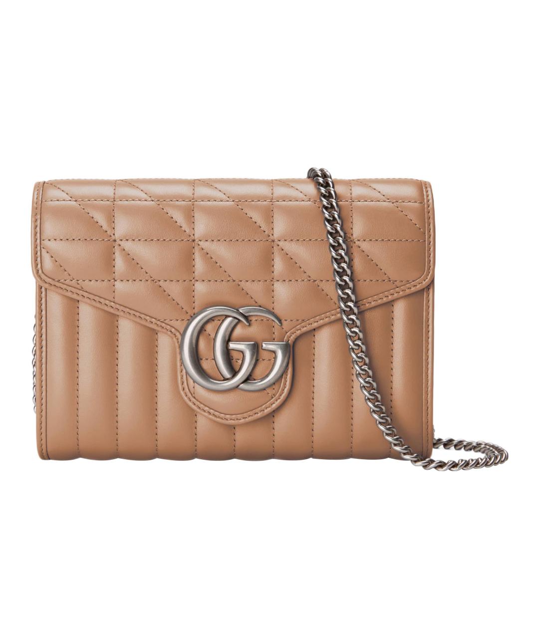 GUCCI Бежевая кожаная сумка через плечо, фото 1