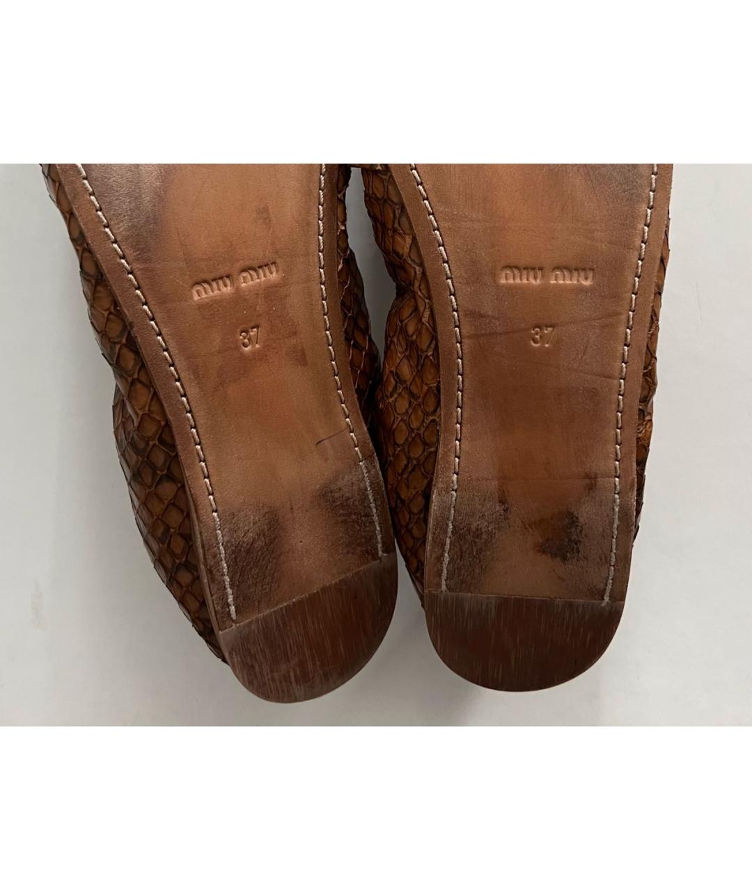 MIU MIU Коричневые кожаные балетки, фото 7