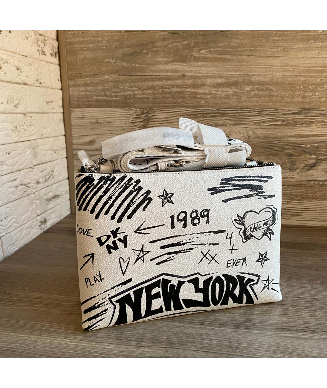 DKNY Белая сумка через плечо из искусственной кожи, фото 2