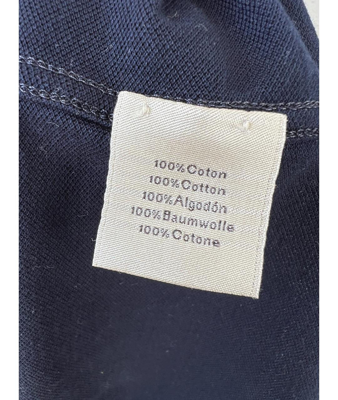 HERMES Темно-синяя хлопковая футболка, фото 4