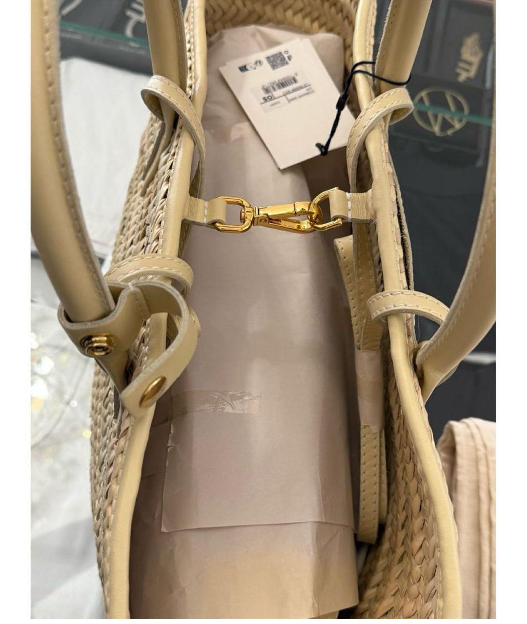 JACQUEMUS Бежевая пелетеная пляжная сумка, фото 4