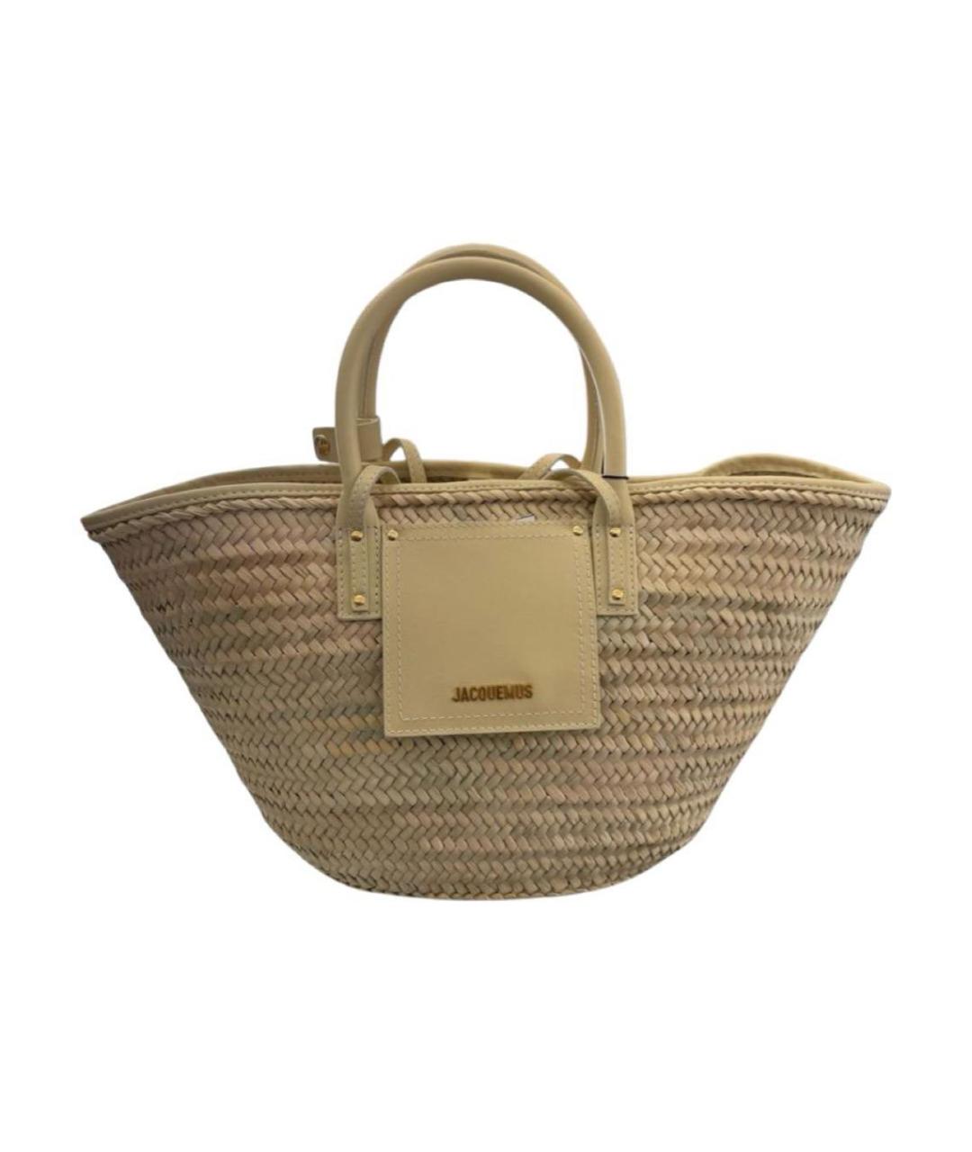 JACQUEMUS Бежевая пелетеная пляжная сумка, фото 6