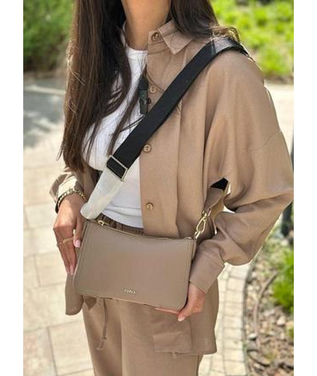 FURLA Бежевая кожаная сумка через плечо, фото 5