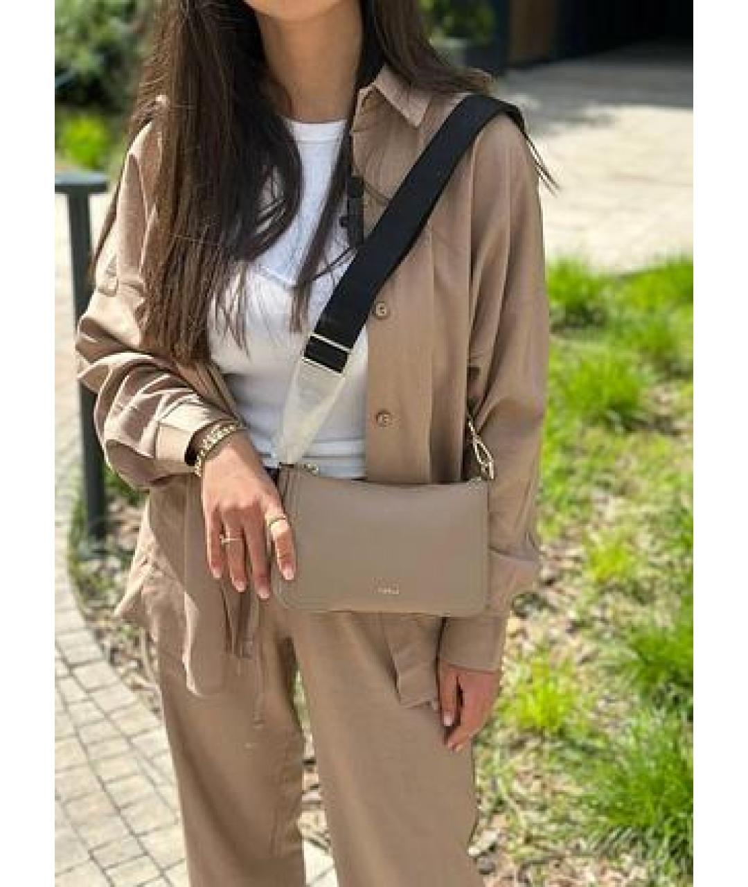 FURLA Бежевая кожаная сумка через плечо, фото 8