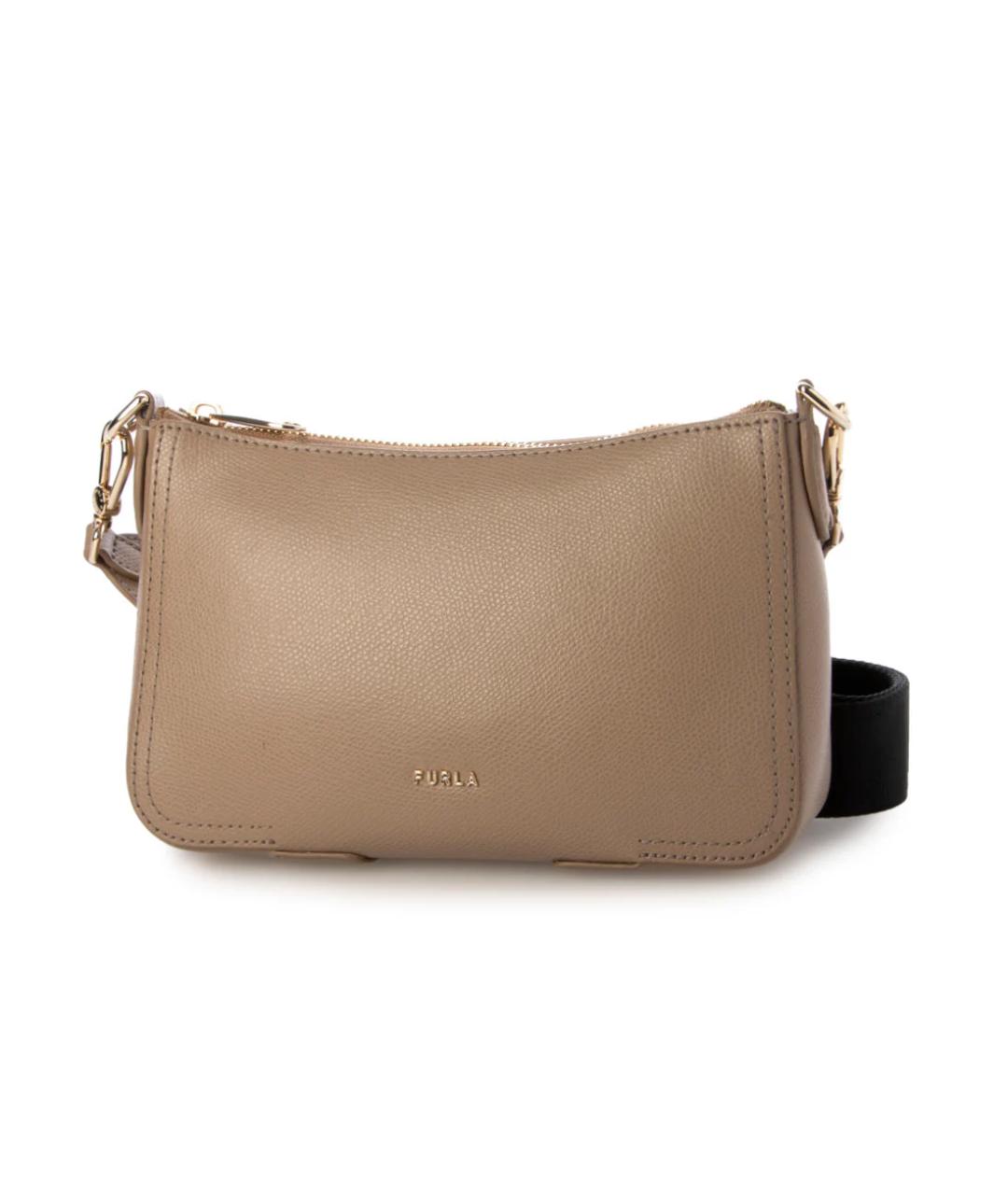 FURLA Бежевая кожаная сумка через плечо, фото 9