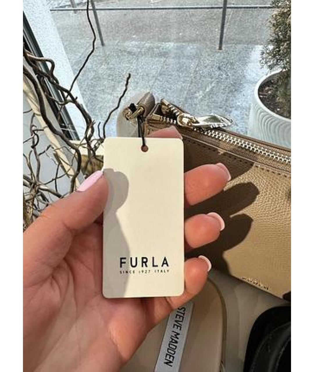 FURLA Бежевая кожаная сумка через плечо, фото 7