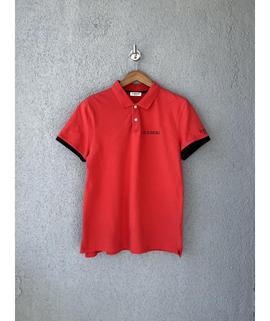 ICEBERG Коралловое хлопковое поло с коротким рукавом, фото 8