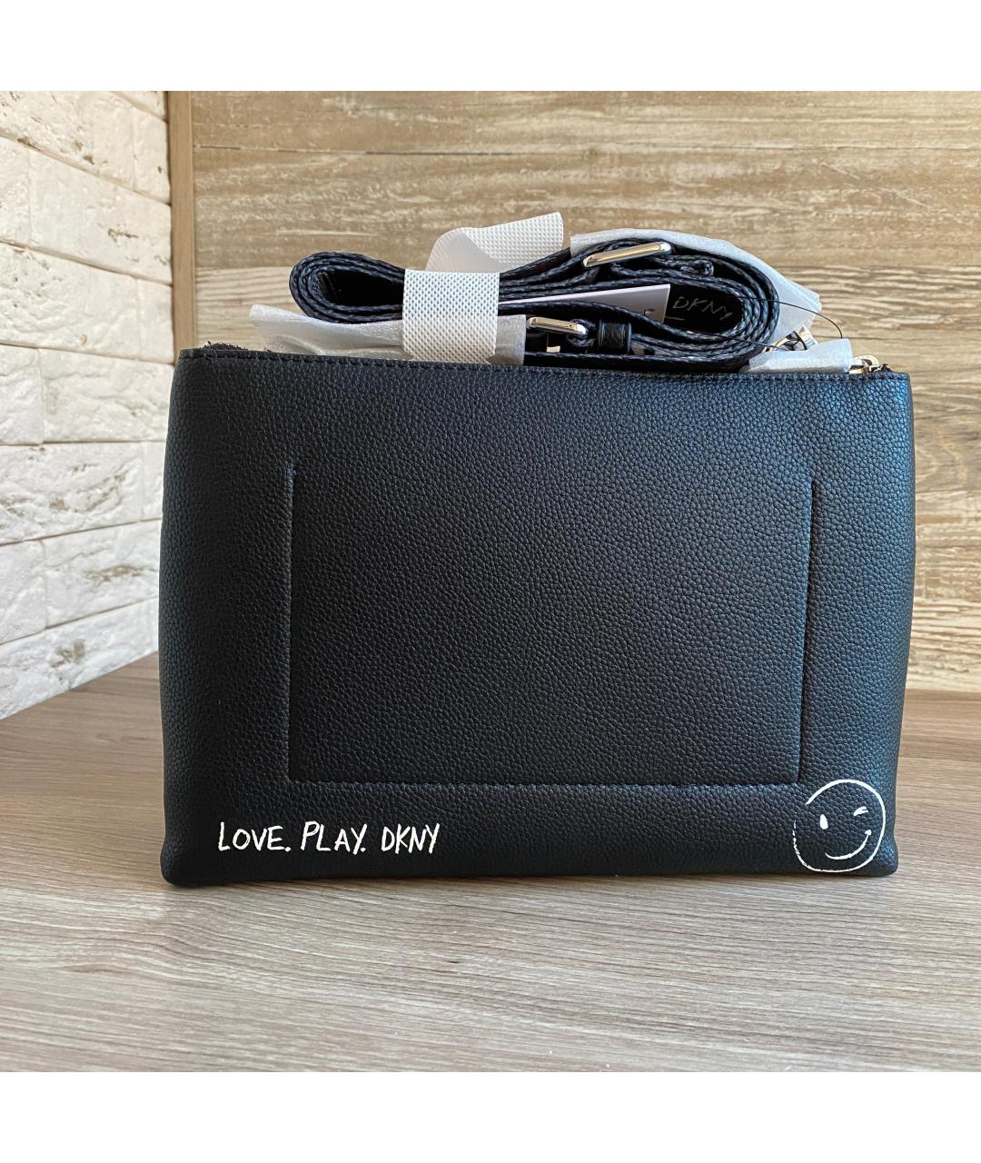 DKNY Черная сумка через плечо из искусственной кожи, фото 8