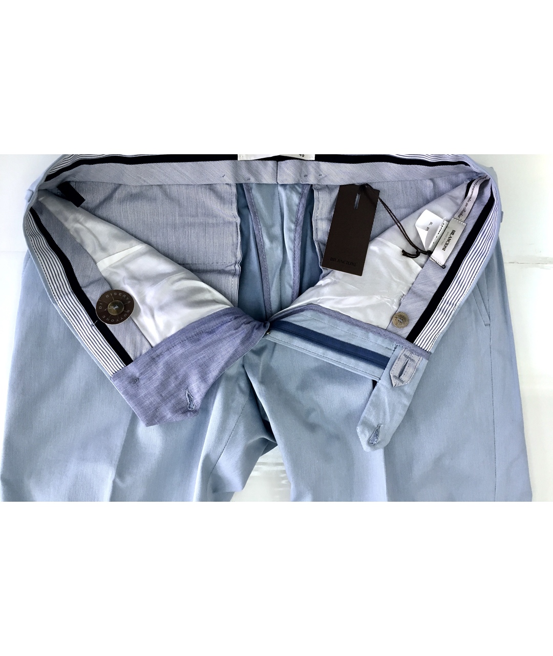 BILANCIONI Голубые хлопковые повседневные брюки, фото 3