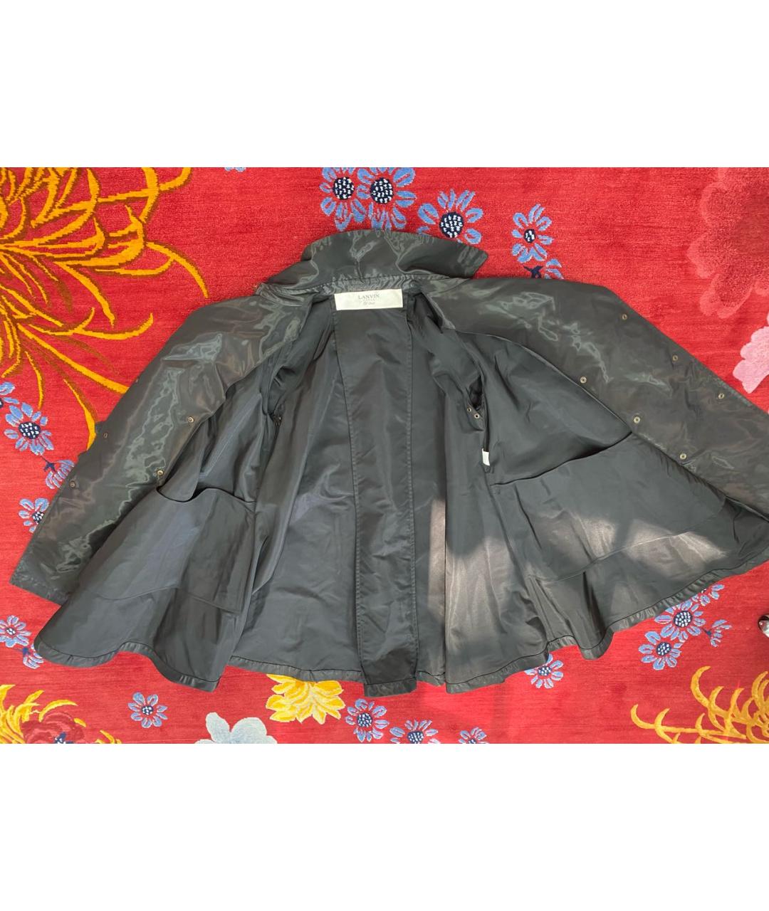 LANVIN Черный полиуретановый тренч/плащ, фото 7