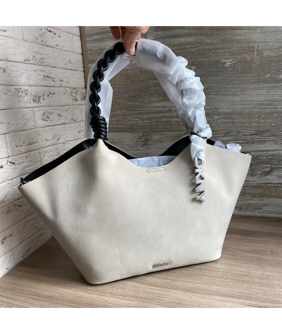 DKNY Бежевая сумка тоут из искусственной кожи, фото 3