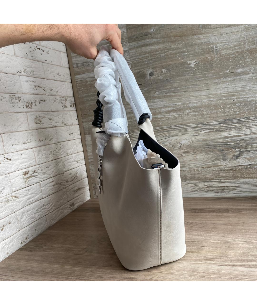 DKNY Бежевая сумка тоут из искусственной кожи, фото 6