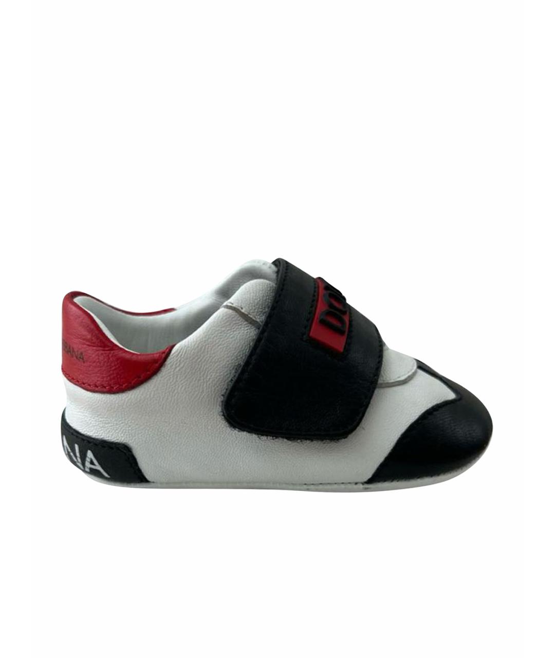 DOLCE&GABBANA Белые кожаные пинетки, фото 1