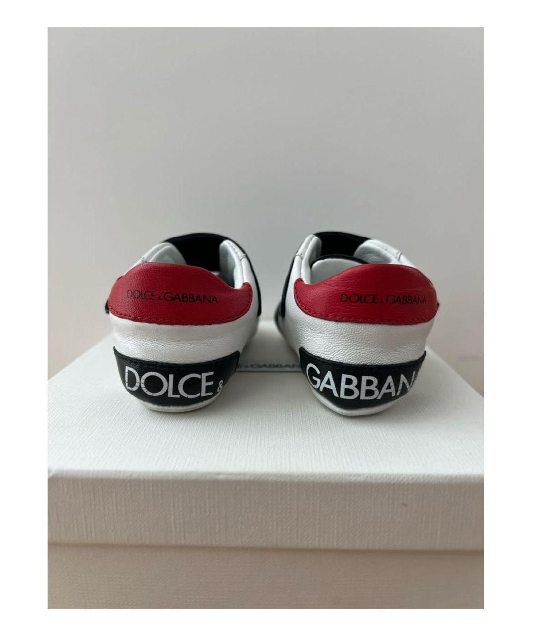 DOLCE&GABBANA Белые кожаные пинетки, фото 4