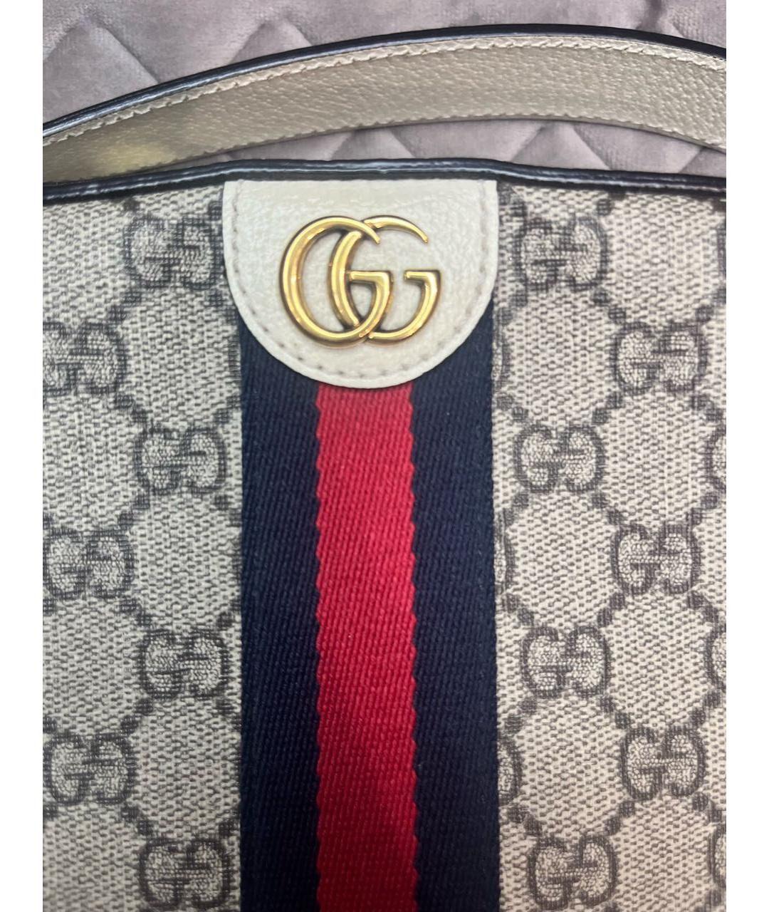 GUCCI Бежевая кожаная сумка через плечо, фото 2