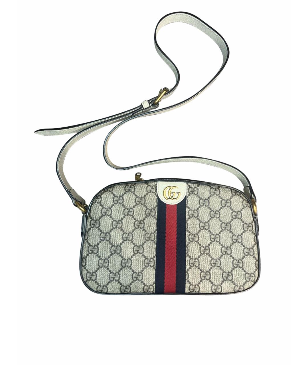 GUCCI Бежевая кожаная сумка через плечо, фото 1