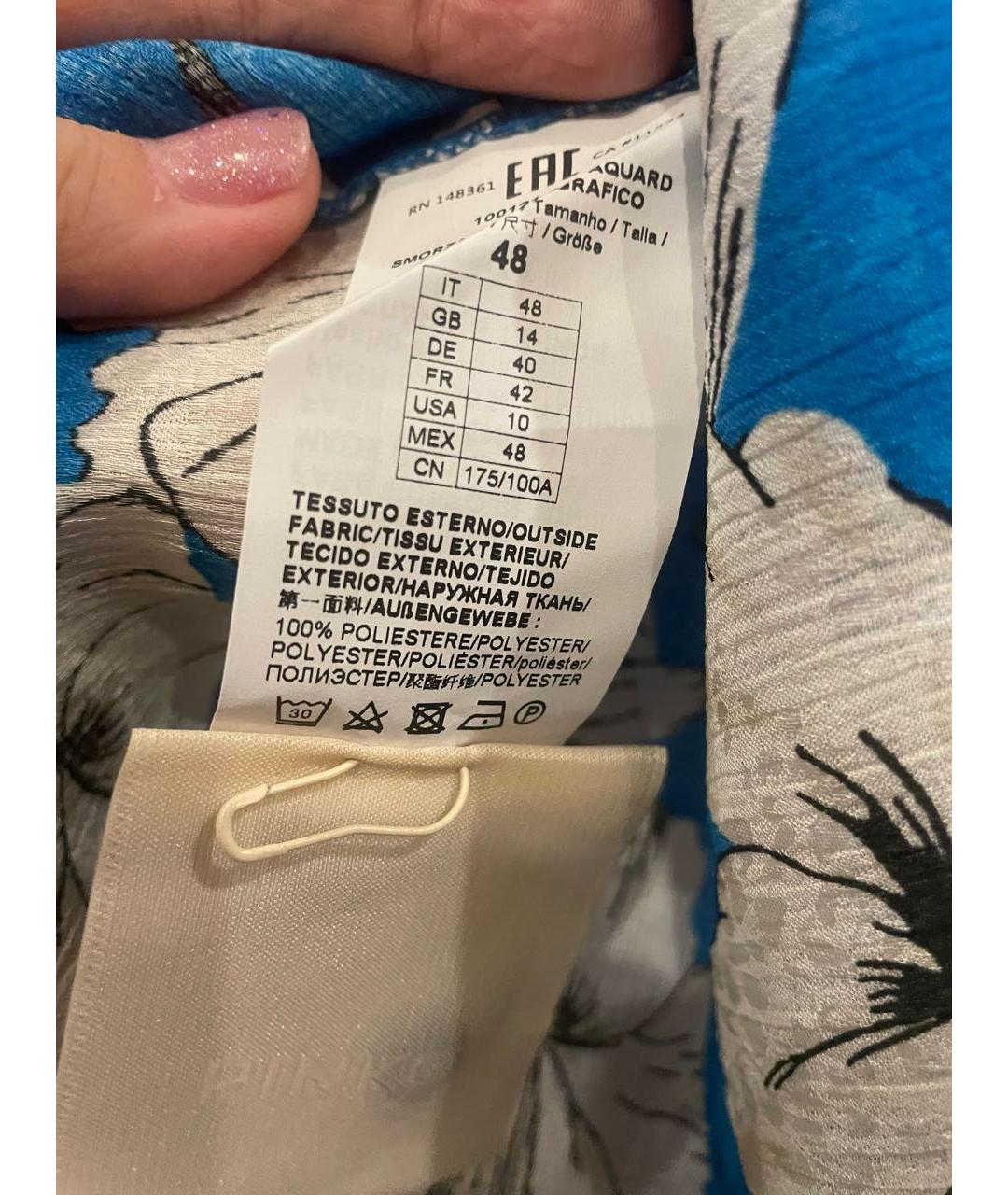 PINKO Голубая полиэстеровая блузы, фото 5