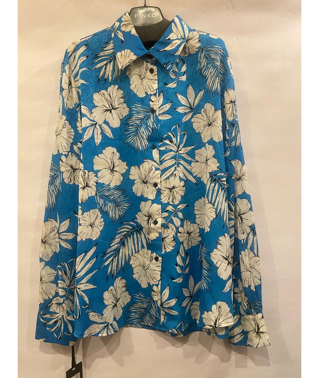 PINKO Голубая полиэстеровая блузы, фото 8