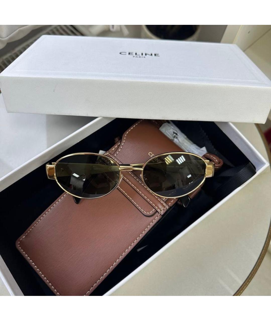 CELINE Золотые металлические солнцезащитные очки, фото 5