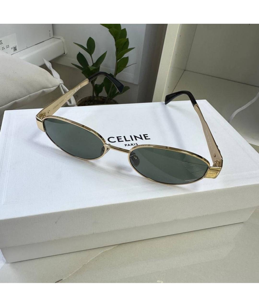 CELINE Золотые металлические солнцезащитные очки, фото 6