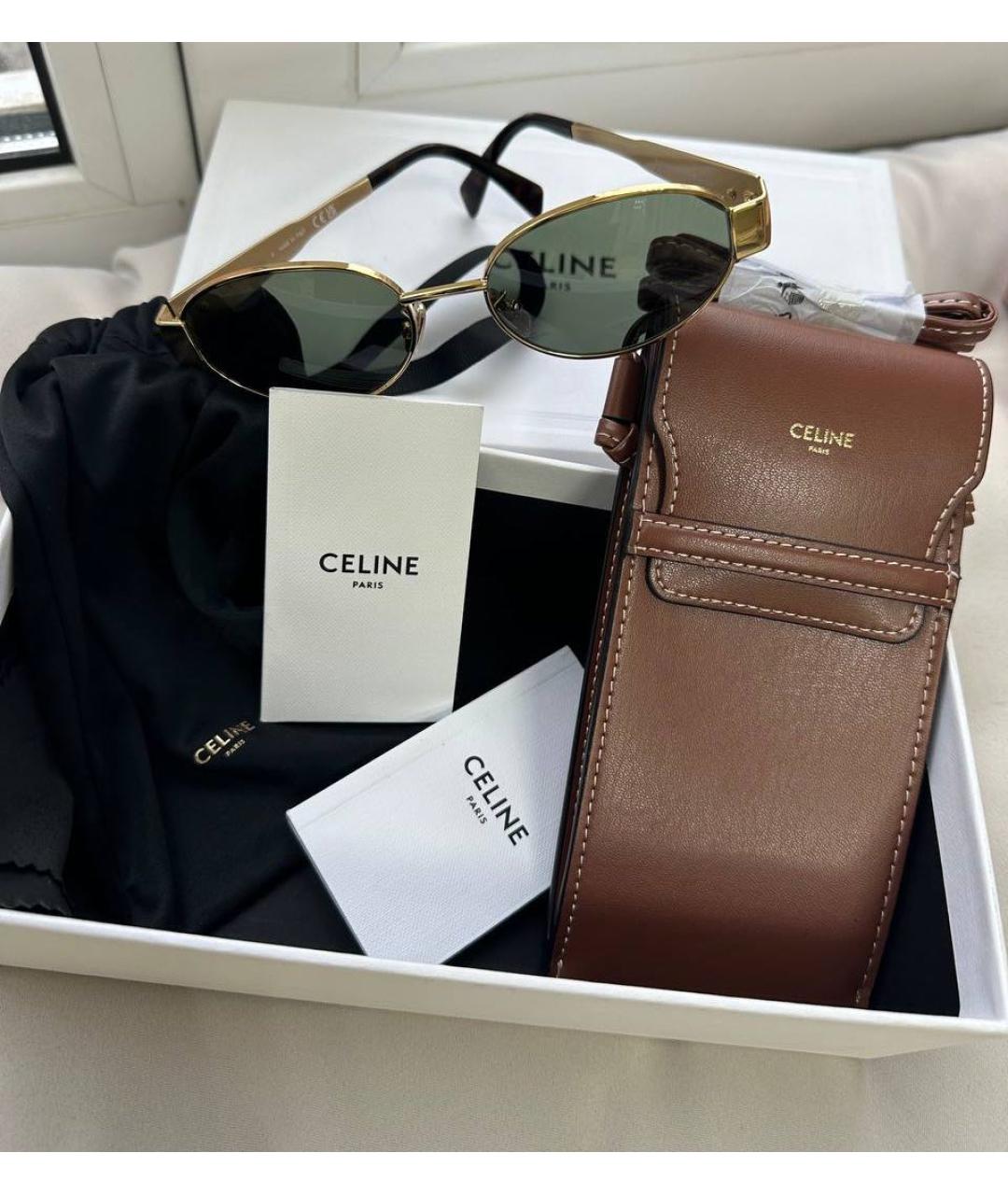 CELINE Золотые металлические солнцезащитные очки, фото 4